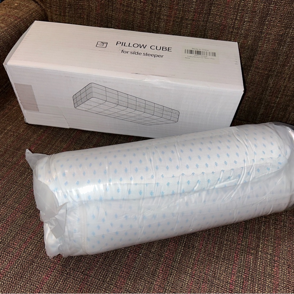 generic pillow cube for Side Sleepers - White with Blue Accents